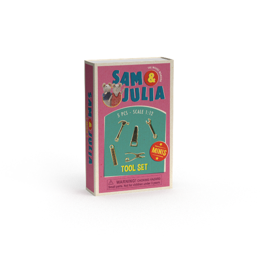 Dukkehusminiatyrer - Verktøysett i fyrstikkeske (skala 1:12)