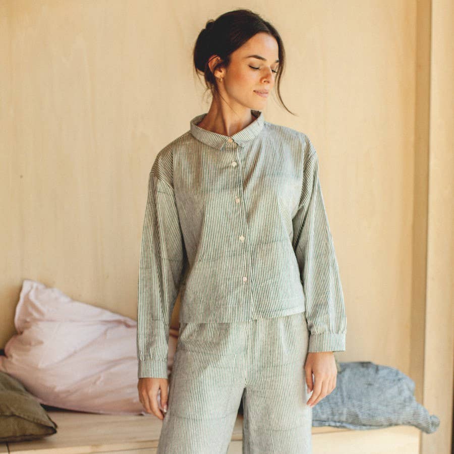 LUNE women's pajamas: Liquorice line / M