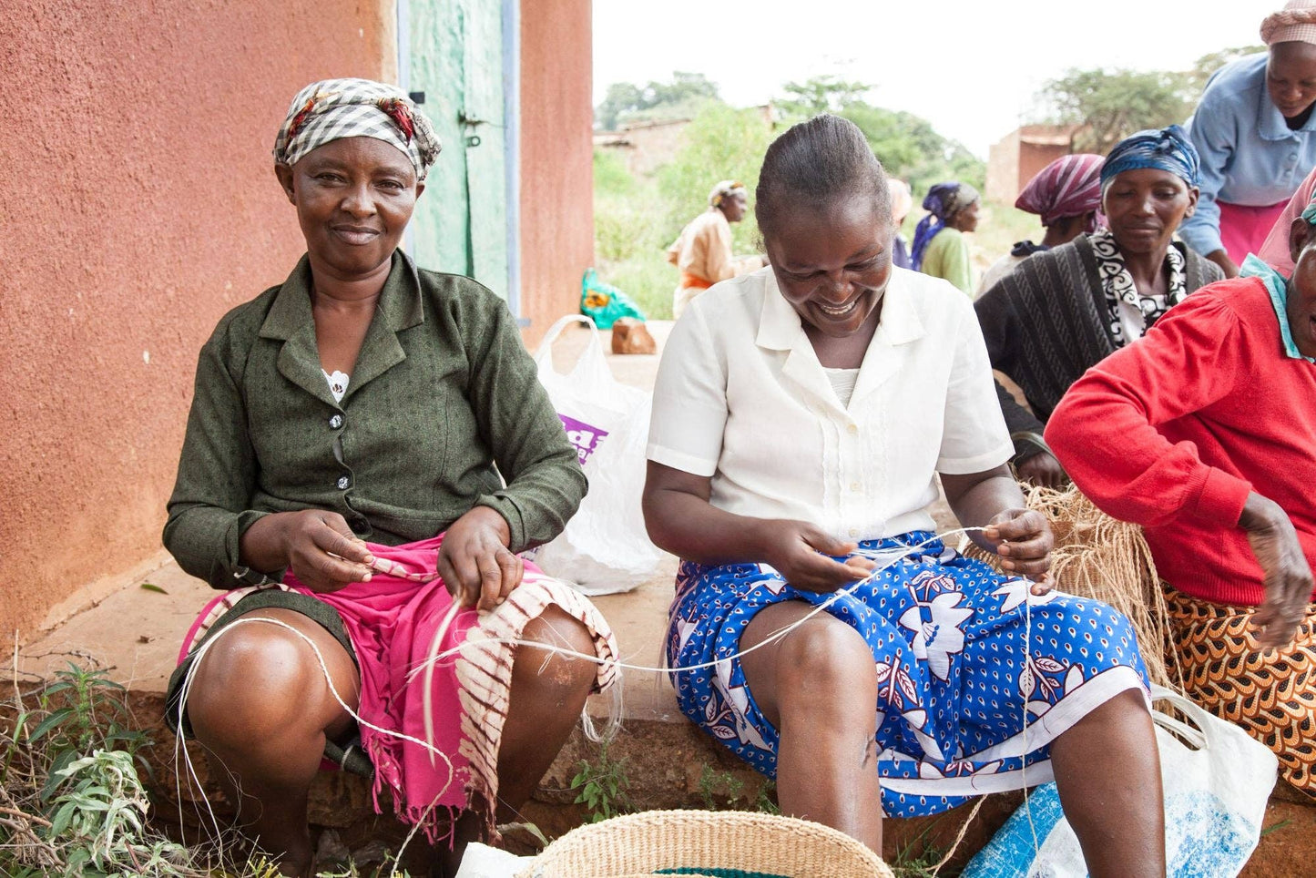 RUKIA: Orange farveblok vævet kurv: Colour Block / XS / Orange