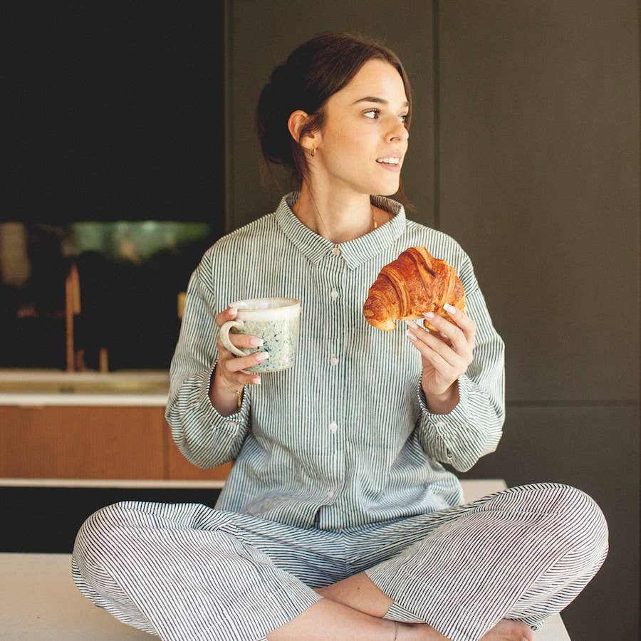 LUNE women's pajamas: Liquorice line / M