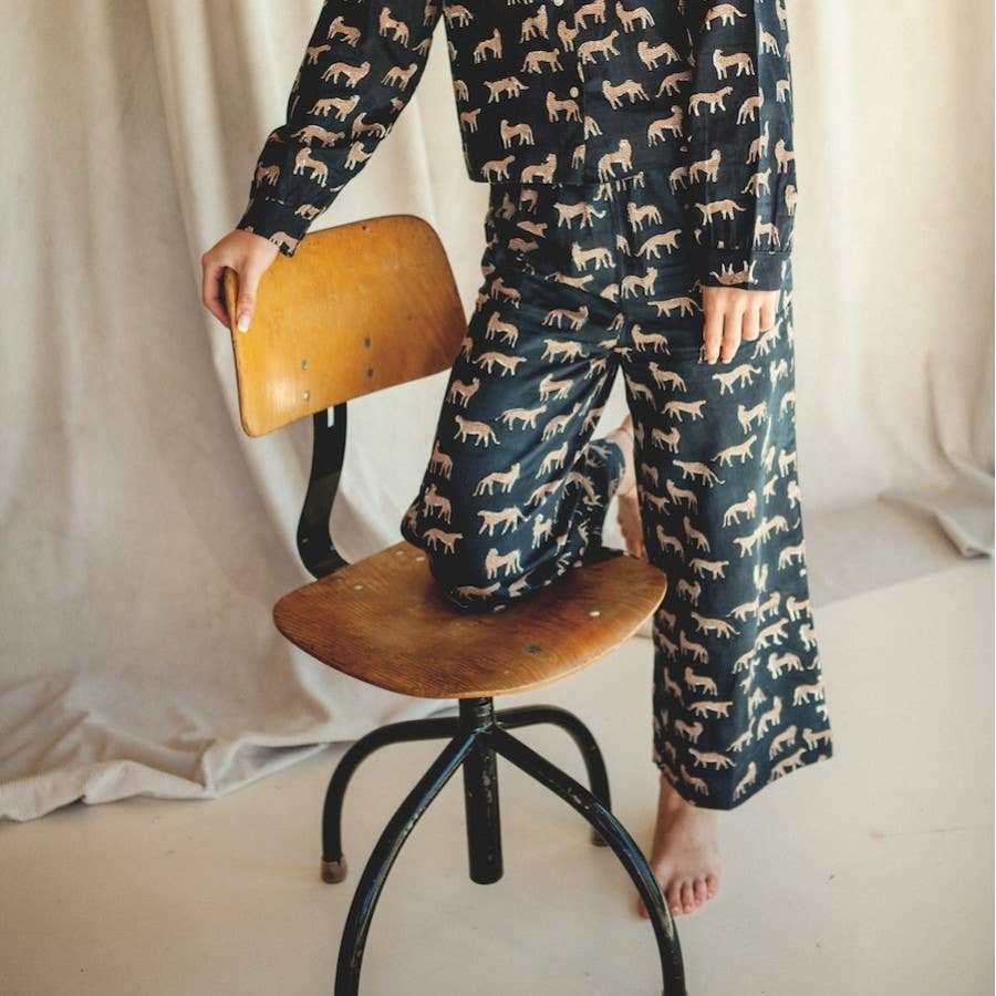 LUNE women's pajamas: Liquorice line / L