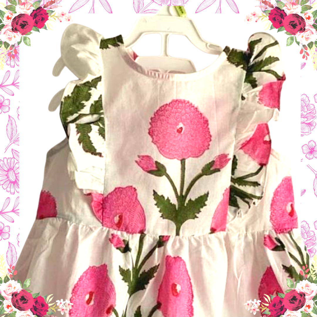 Ruffle Kjole - Buta Print Bomuld: 2 år