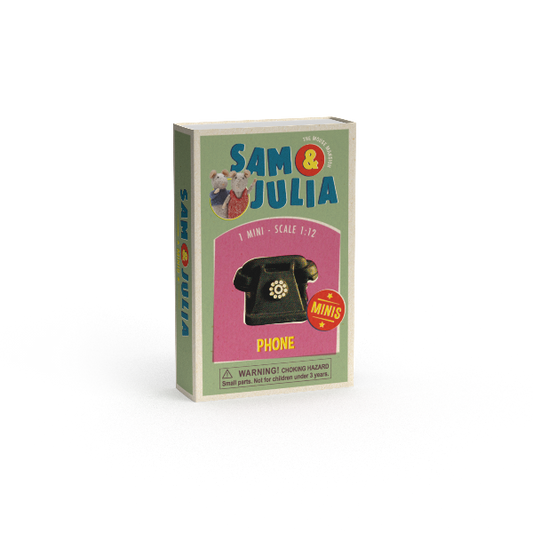 Dukkehusminiatyrer -gammeldags  telefon i fyrstikkeske (skala 1:12)