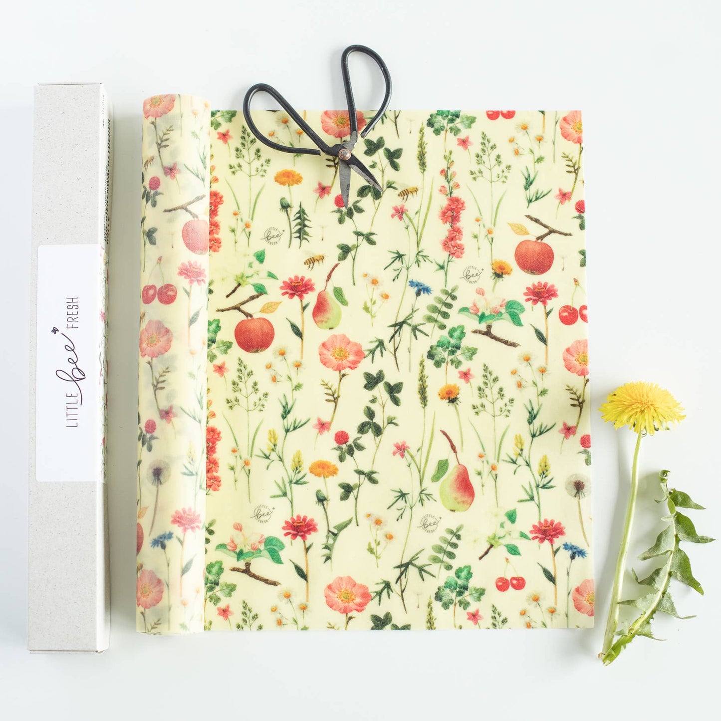 Økologisk bivoks, rull. 32x70cm.Blomstermotiv.