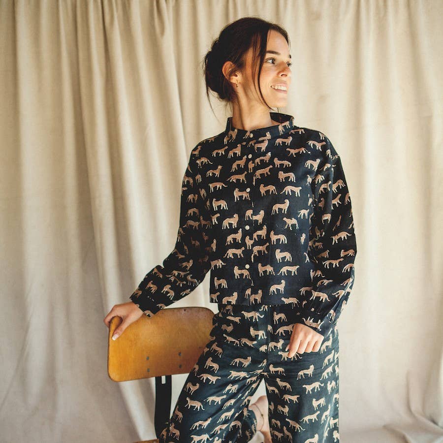 LUNE women's pajamas: Liquorice line / M