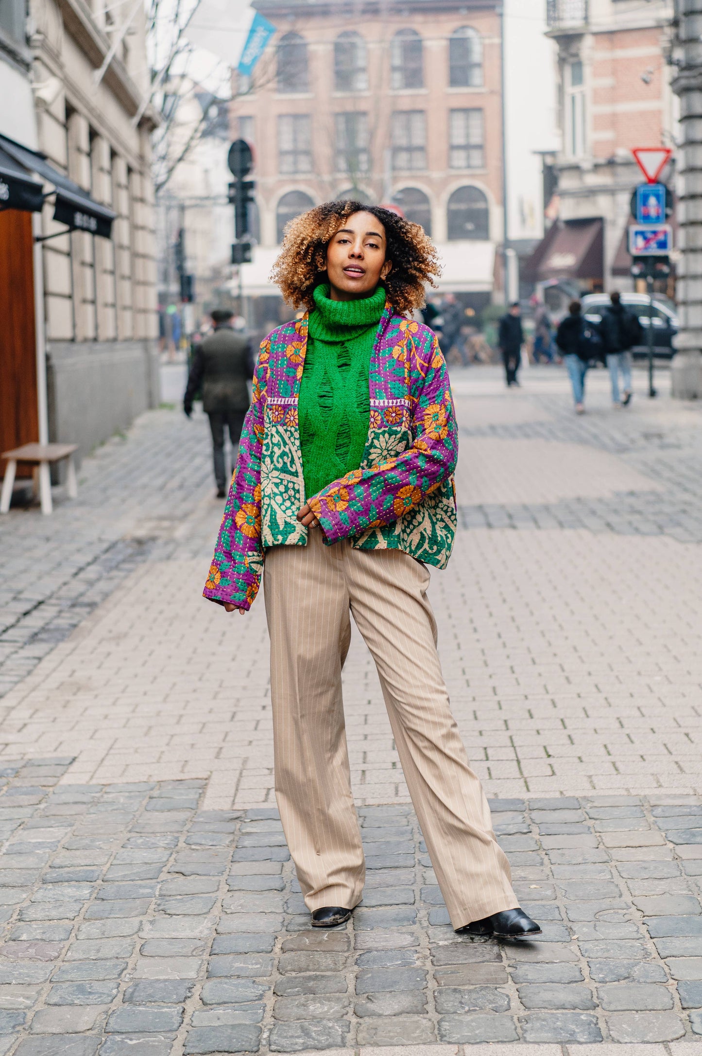 Upcycled & reversible Kantha Jacket - Short - 1747