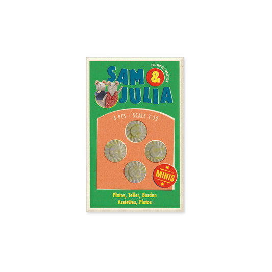 Dukkehus miniatyrer  i fyrstikkeske- tallerkener (skala 1:12)