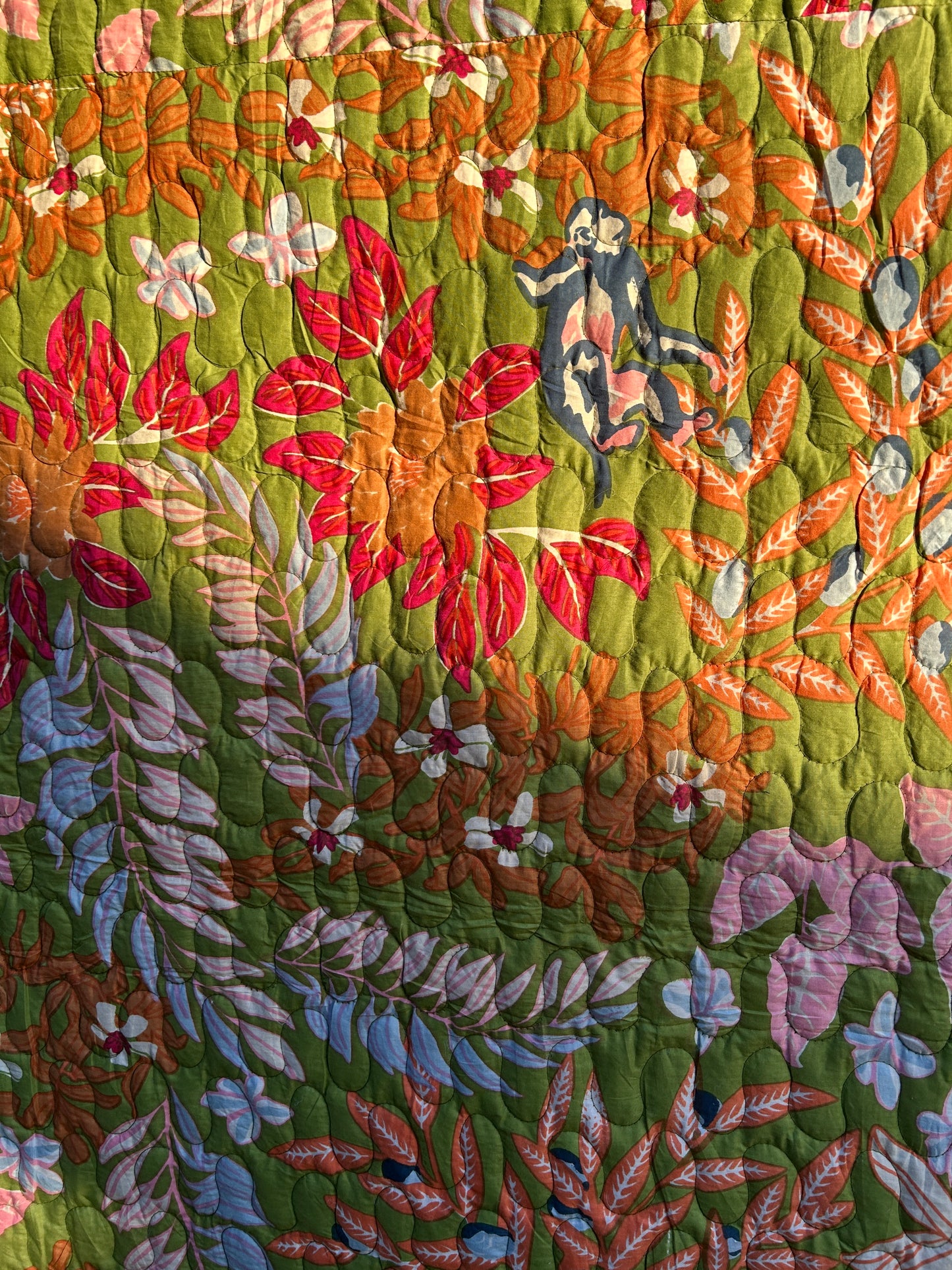 King Size Quilt Sæt - Grøn Monkey