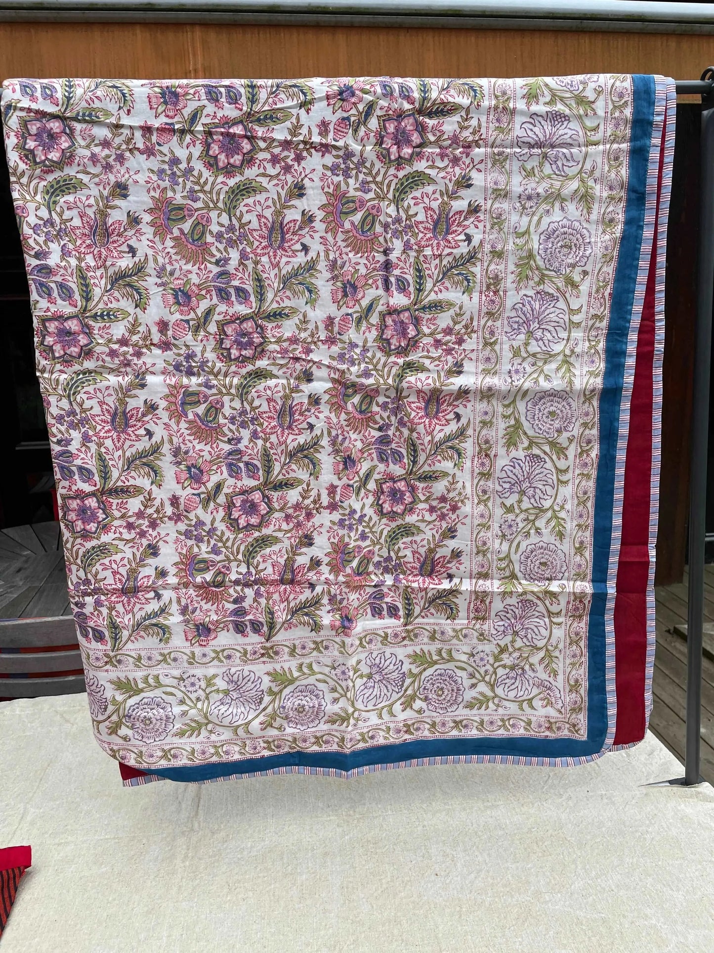 Indisk blokktrykket håndlaget teppe i supermyk bomull Mousetales