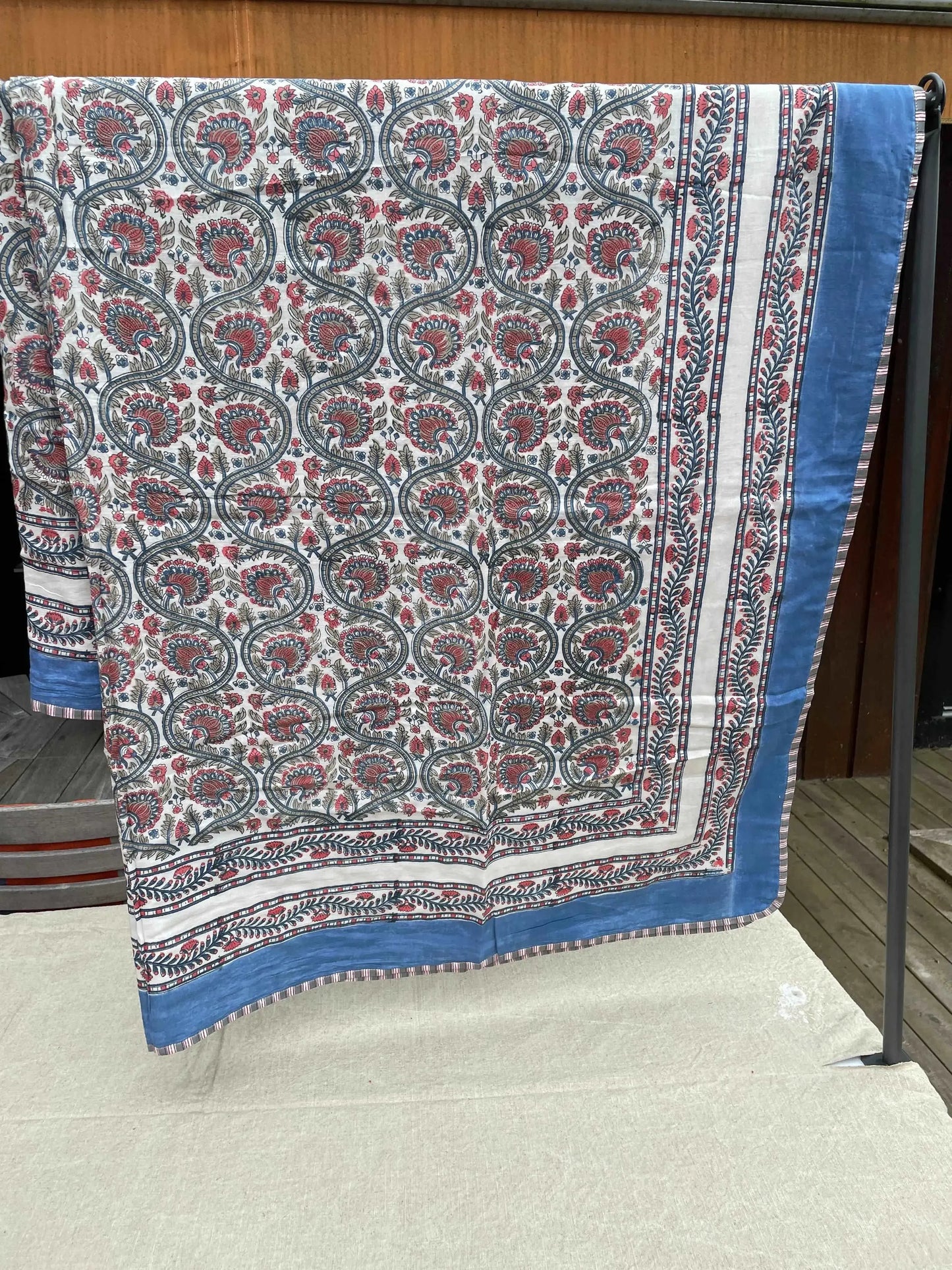 Indisk blokktrykket teppe i supermyk bomull MouseTales