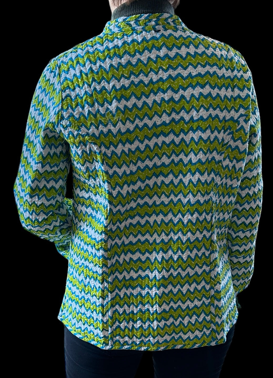 Lett,vattert bomullsjakke med blokktrykk fra India