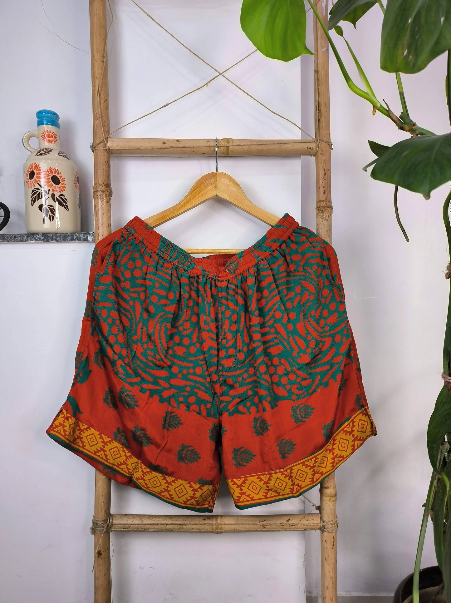 Unisex Silk Blend Shorts Boho Lounge Boxers House Beach Wear The Eastern Loom