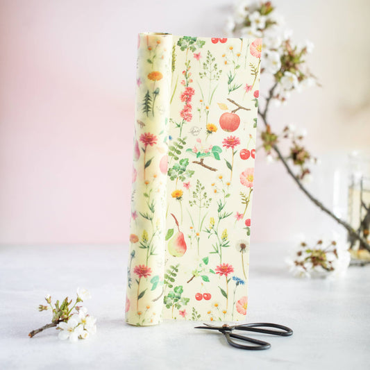 Økologisk bivoks, rull. 32x70cm.Blomstermotiv.