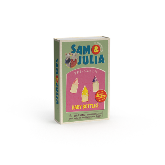 Dukkehusminiatyrer til børn - tåteflasker i fyrstikkeske (skala 1:12)