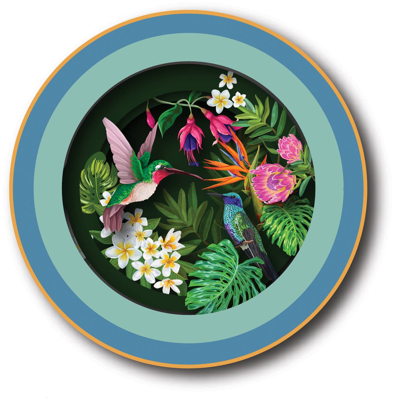 En kopp te pop-up-kort – Kolibri