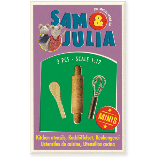 Dollhouse Miniatyrer - Kjøkkenredskaper i fyrstikkeske (skala 1:12)