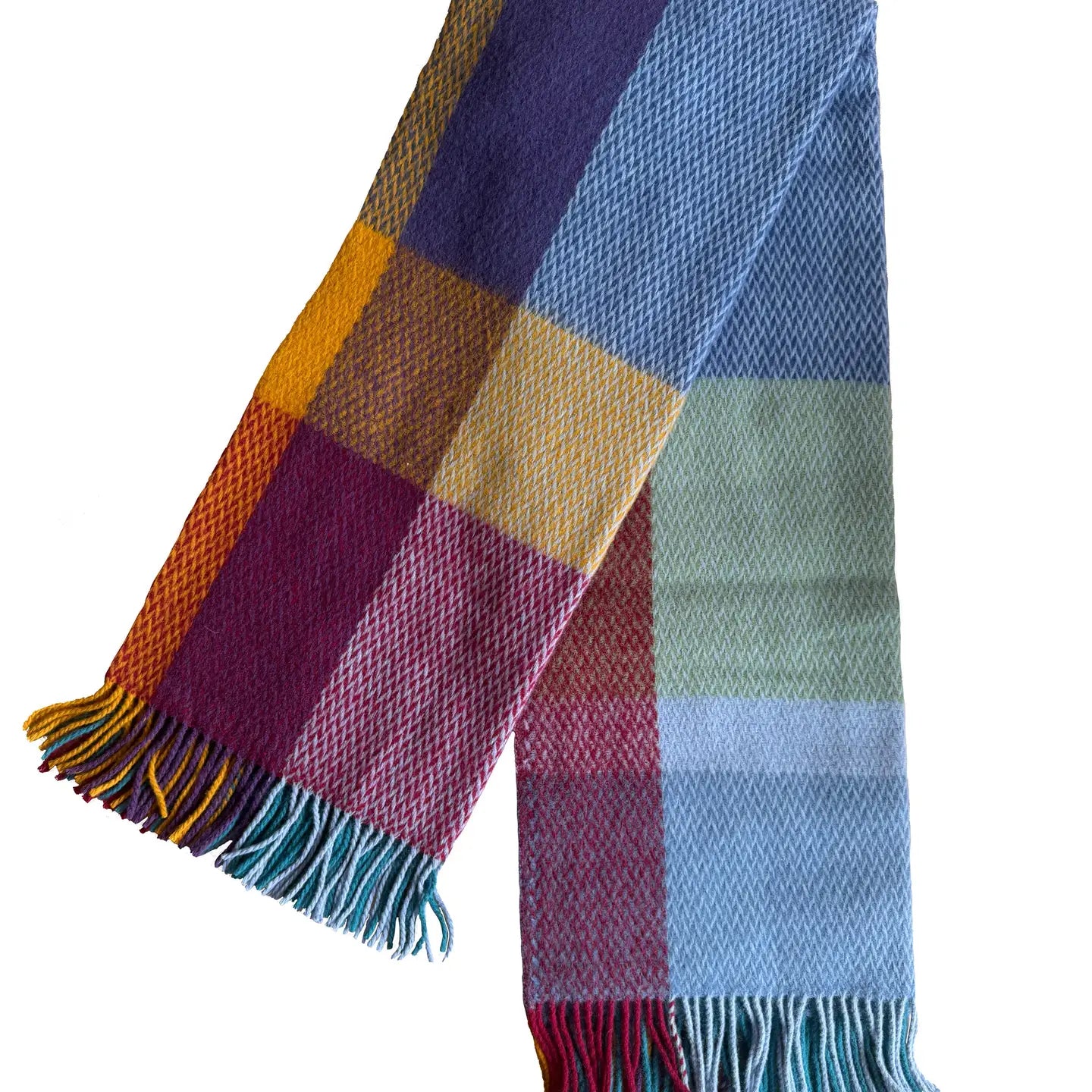 Håndvevet pledd i ren ull. De vakreste farger...