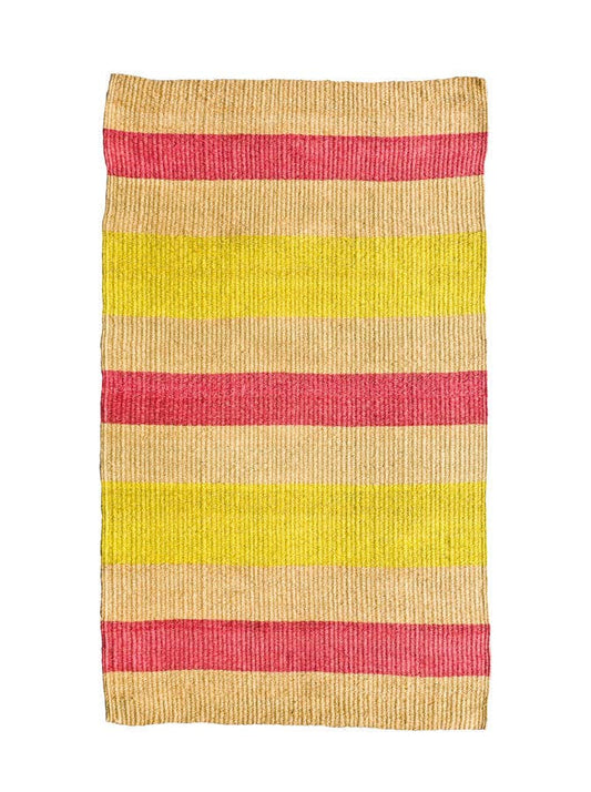 Farve: Pink & Gul Vævet Sisal Rug. 80x133 cm