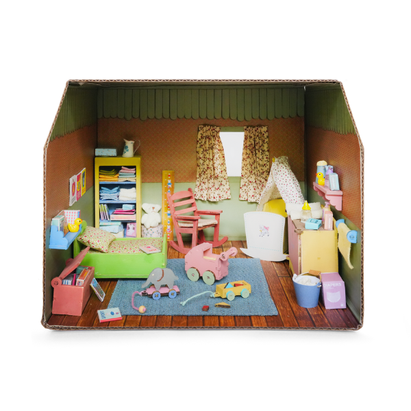 DIY dukkehus i papp- Babyens rom