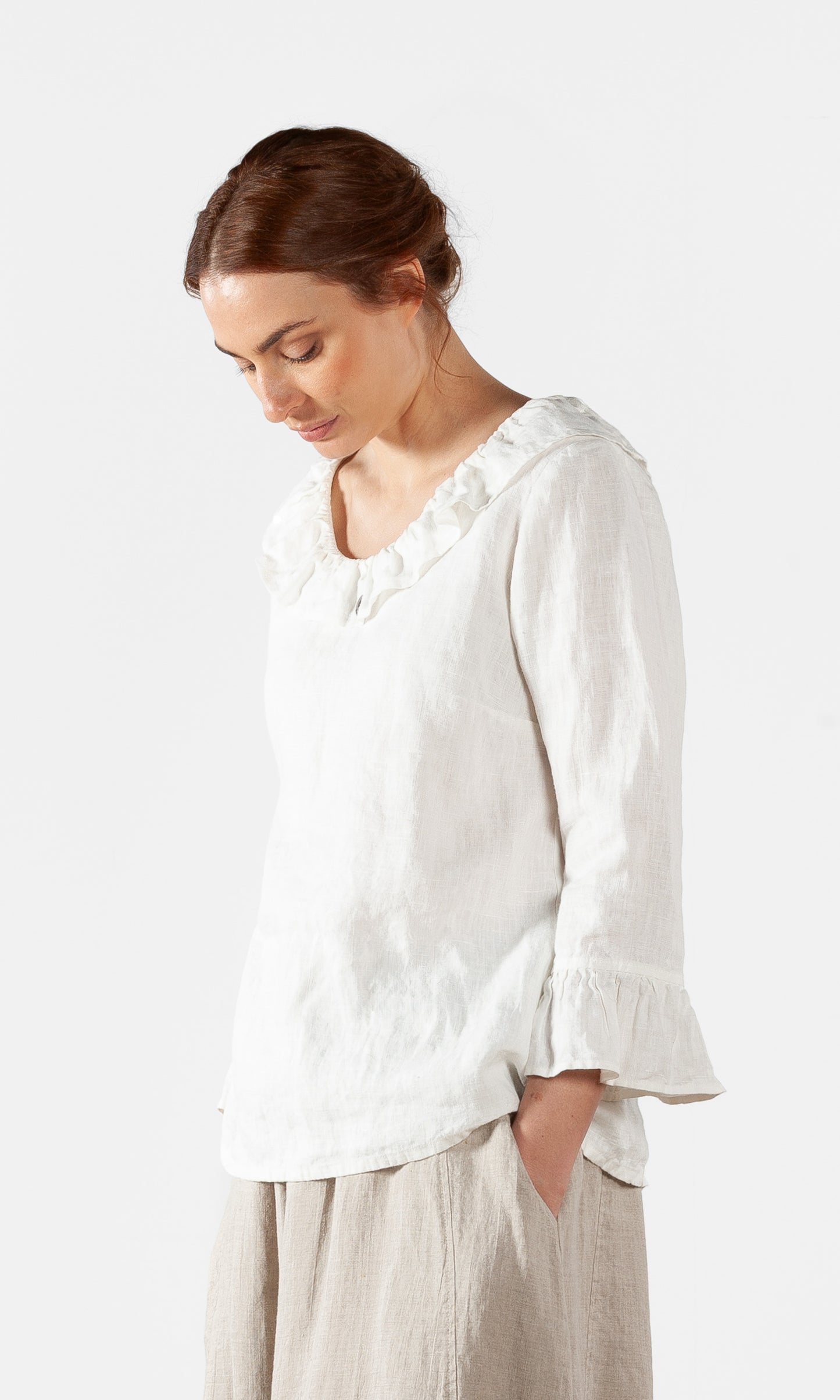 TAFS, langermet bluse i lin