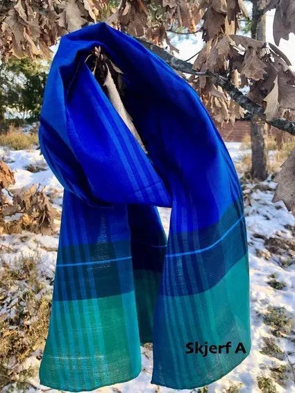 ndvevde skjerf silke bomull 115x38cm Fem fargekombinasjoner skjerfA