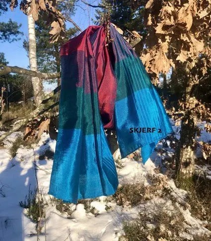 ndvevde skjerf silke bomull 115x38cm Fem fargekombinasjoner skjerfA