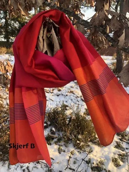 ndvevde skjerf silke bomull 115x38cm Fem fargekombinasjoner skjerfA
