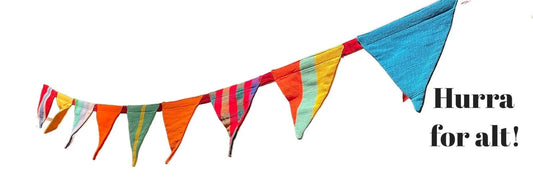 Vimpelkjede triangle bunting 3,3 meter. Håndsydd.