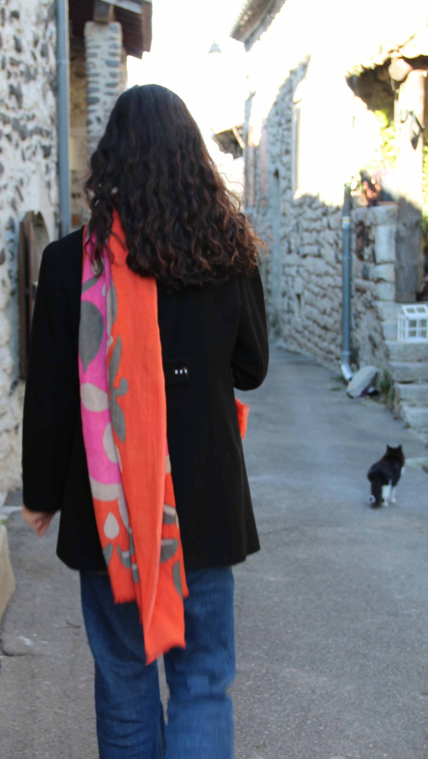 Lett ullskjerf Kamala Fuchsia, 70x200cm