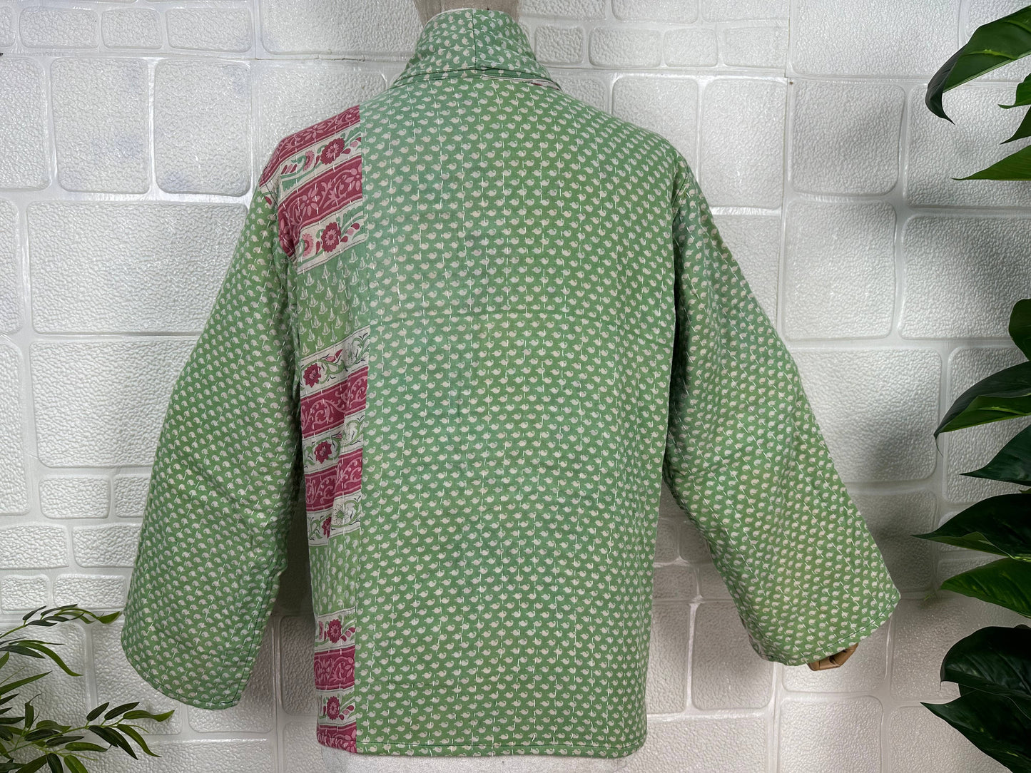 Vintage Kantha Kort Jakke .Vendbar