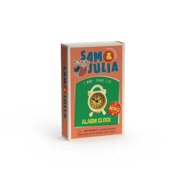 Dukkehusminiatyrer til børn - vekkeklokke i fyrstikkeske (skala 1:12)