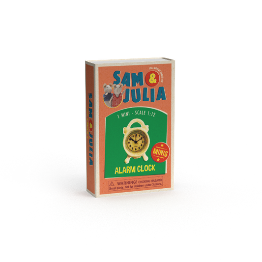 Dukkehusminiatyrer til børn - vekkeklokke i fyrstikkeske (skala 1:12)