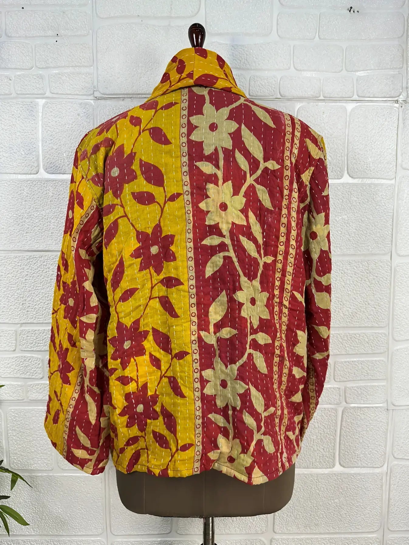 Vintage Kantha Kort Jakke . Vendbar.