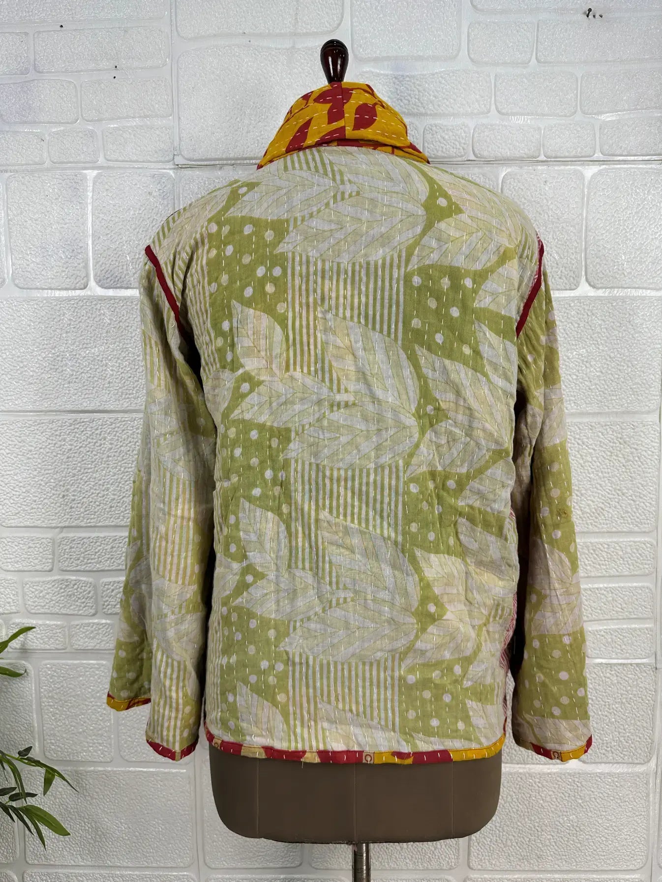 Vintage Kantha Kort Jakke . Vendbar.