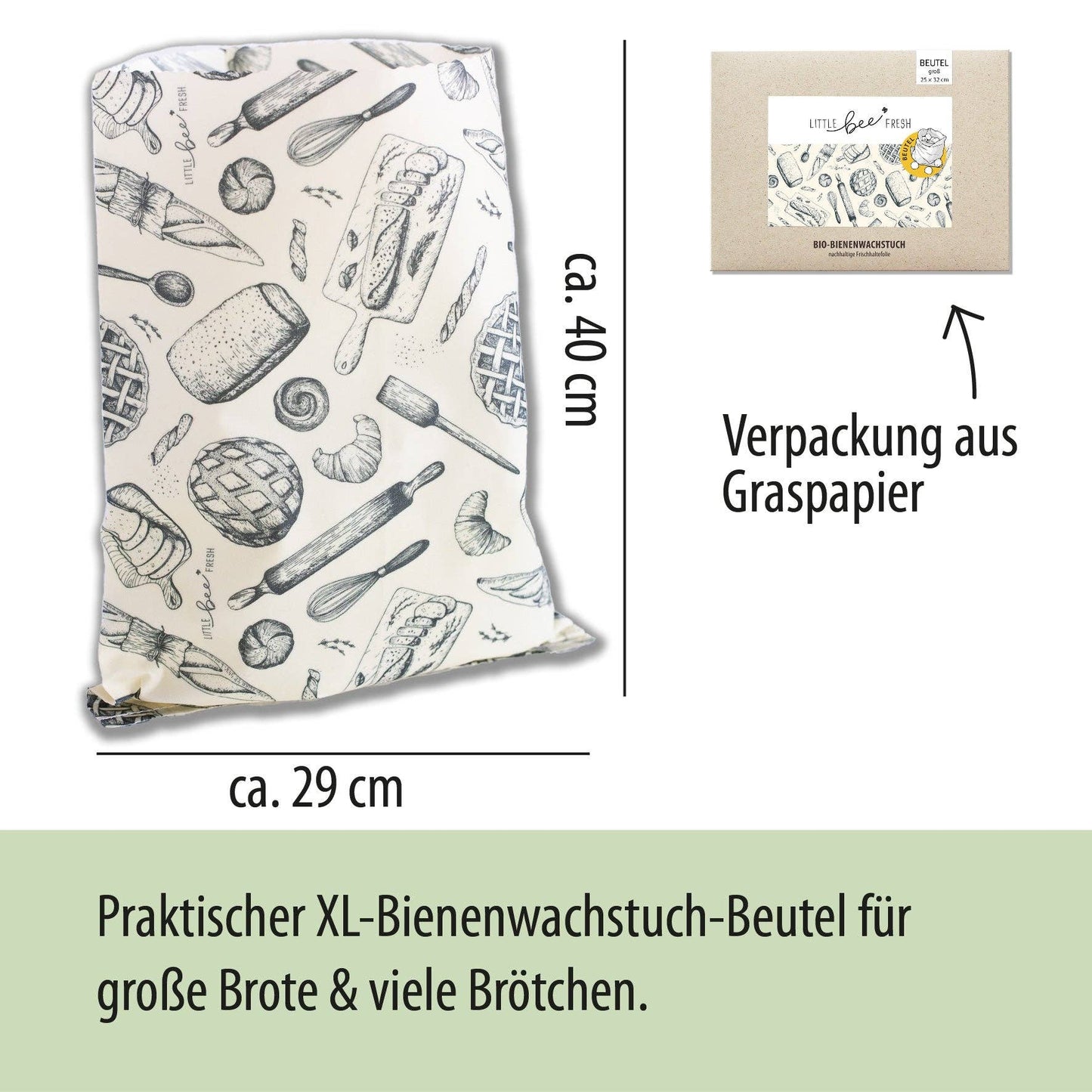 Premium XL brødpose med økologisk bivoks