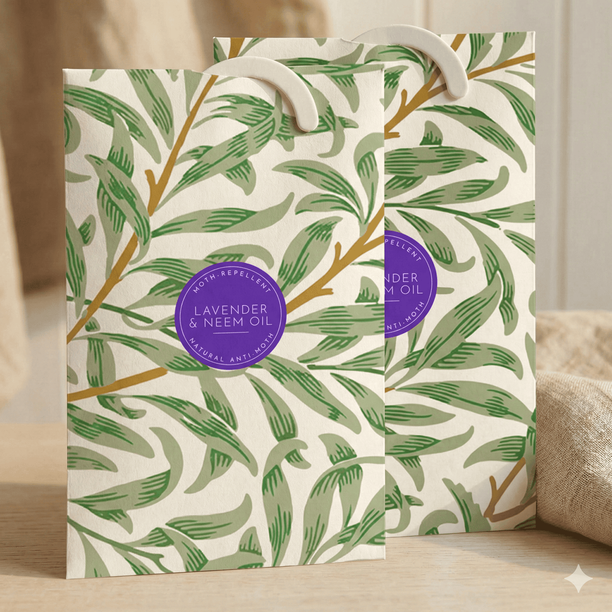 Duftposer med lavendel og neemolje, William Morris Willow-mønster, 2 stk.
