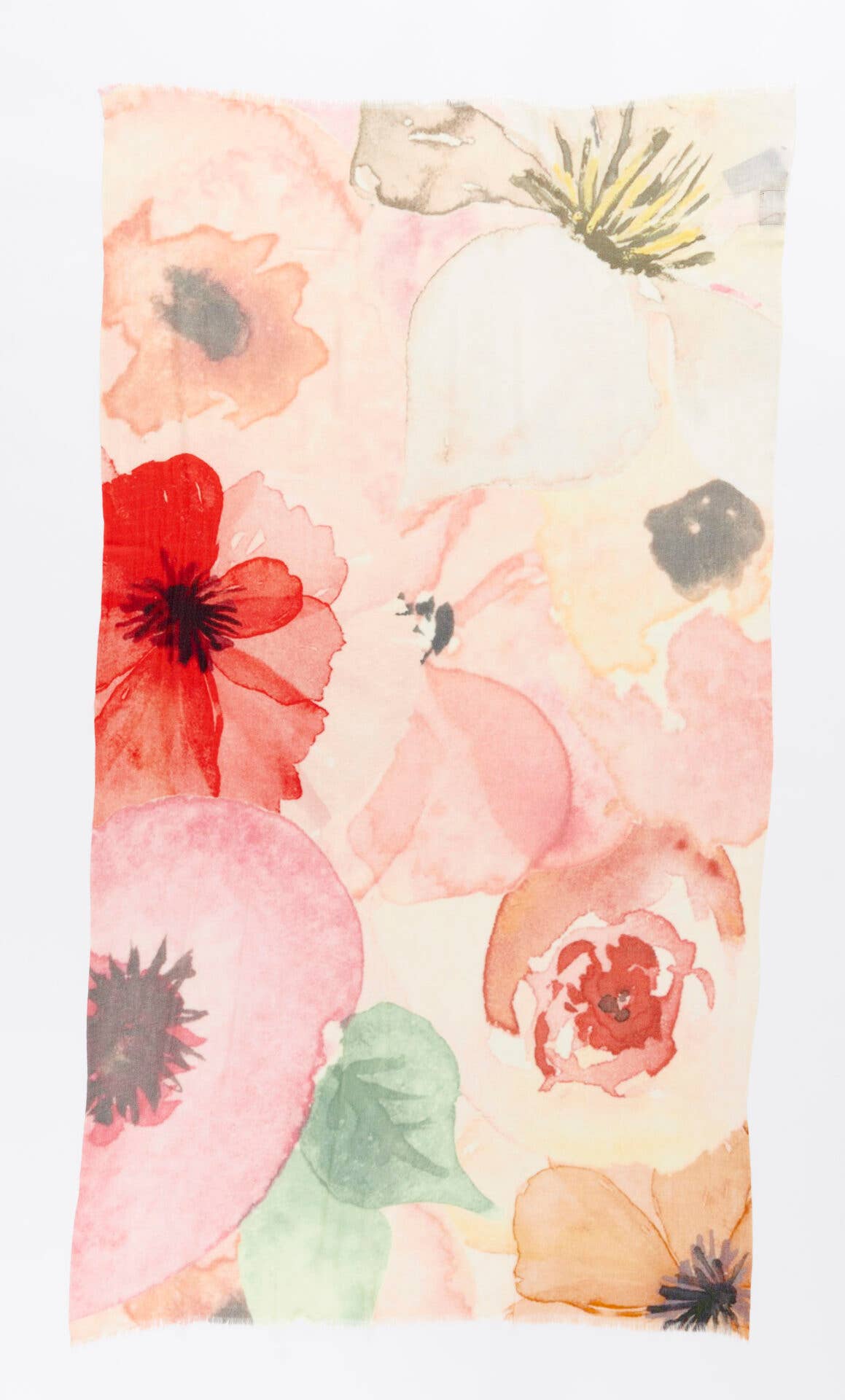 Tørklæde Uld/Silke - Otra Cosa - Pastel Aquarel Blomster - 4590