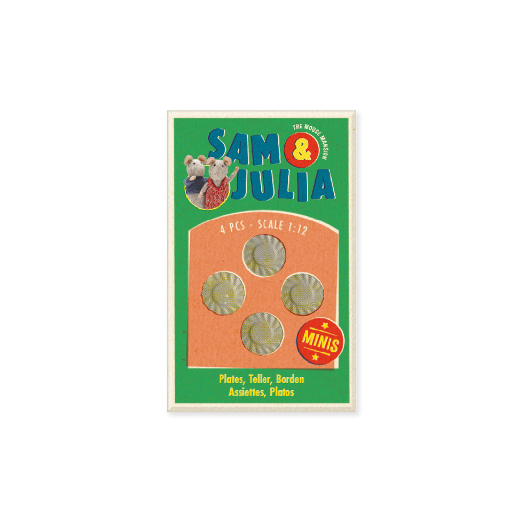 Dukkehus miniatyrer  i fyrstikkeske- tallerkener (skala 1:12)