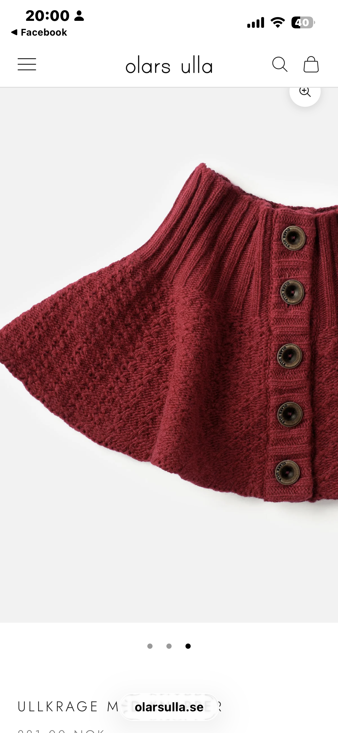 Olars Ulla COLLAR ullkrage,vinrød