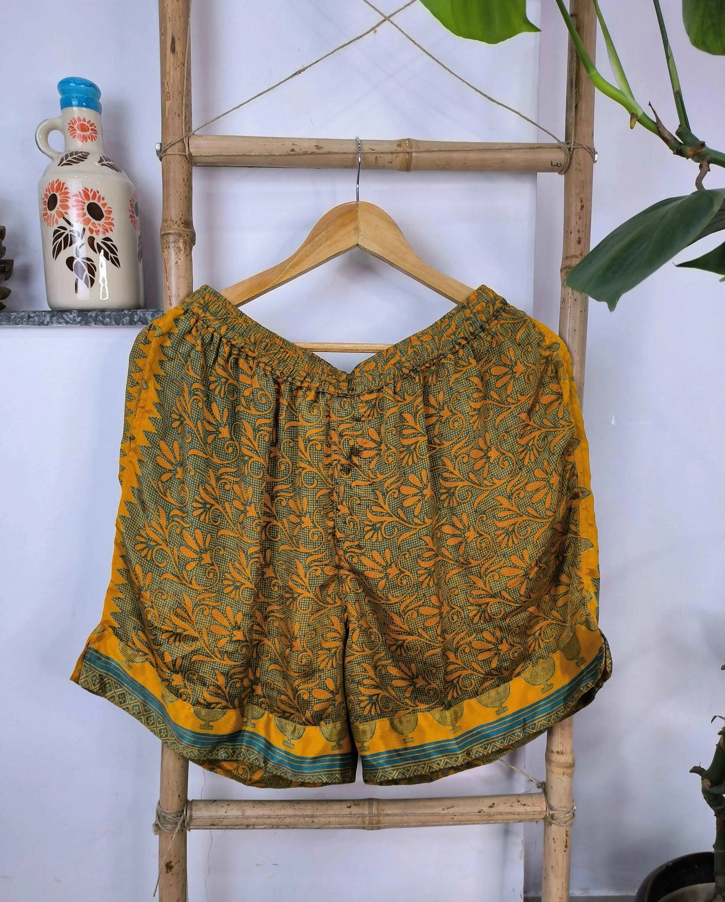 Unisex Silk Blend Shorts Boho Lounge Boxers House Beach Wear The Eastern Loom