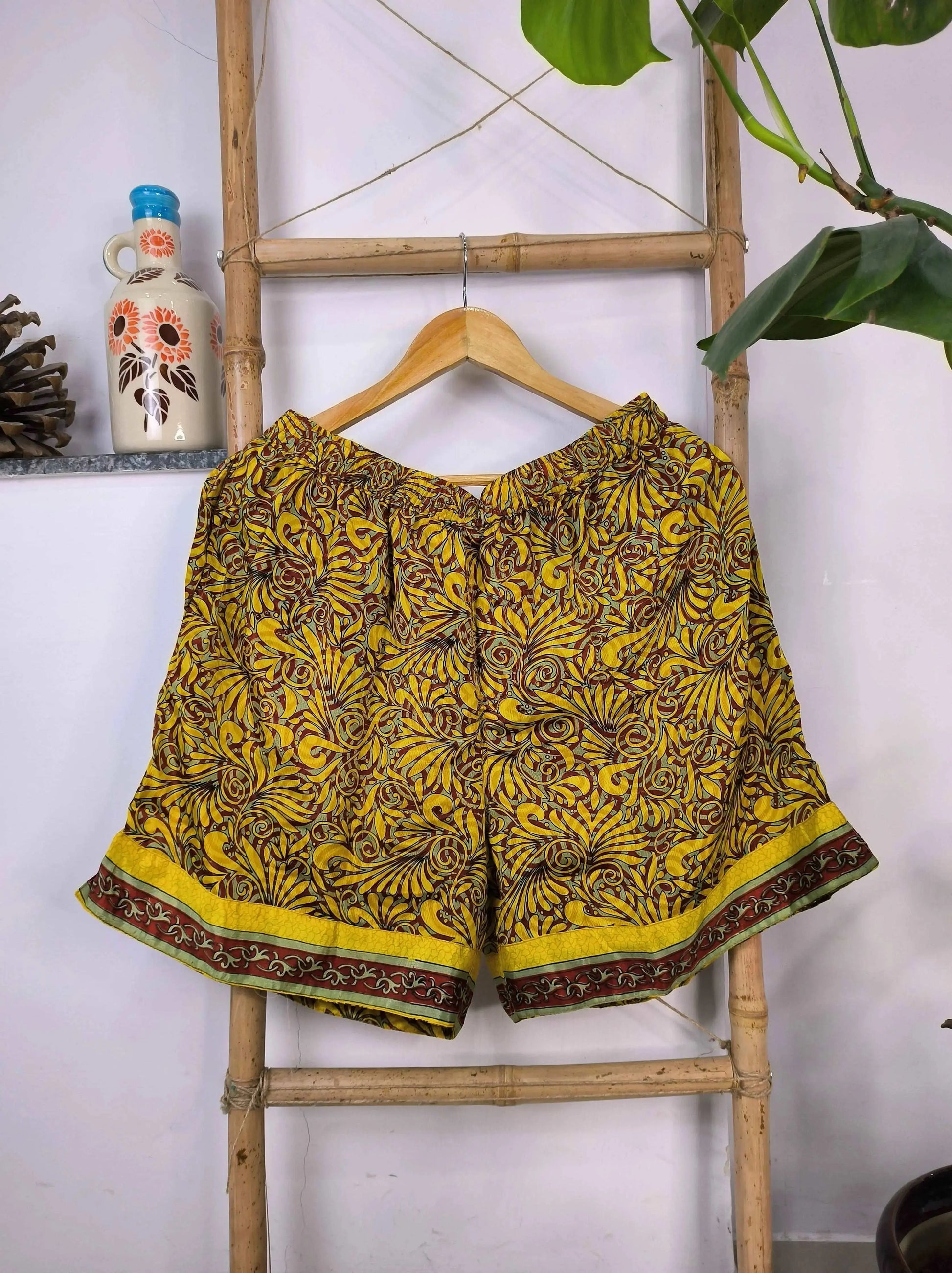 Unisex Silk Blend Shorts Boho Lounge Boxers House Beach Wear The Eastern Loom