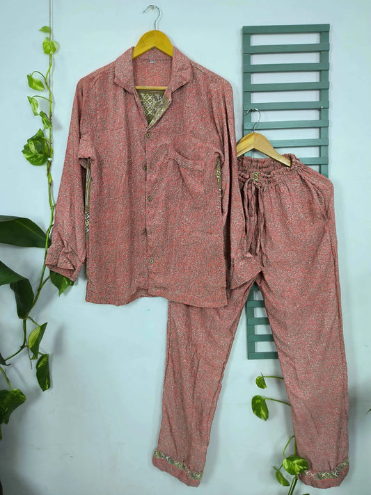 Sustainable Recycled Silk PJ Set Luxury Comfort Eco-Chic S/M The Eastern Loom