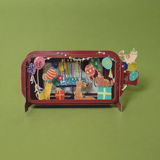 Pop Up fødselsdagskort - Besked i en Flaske- motiv " Fødselsdagskatter".