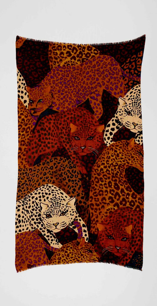 Skjerf Ull/Silke - Leopard Group