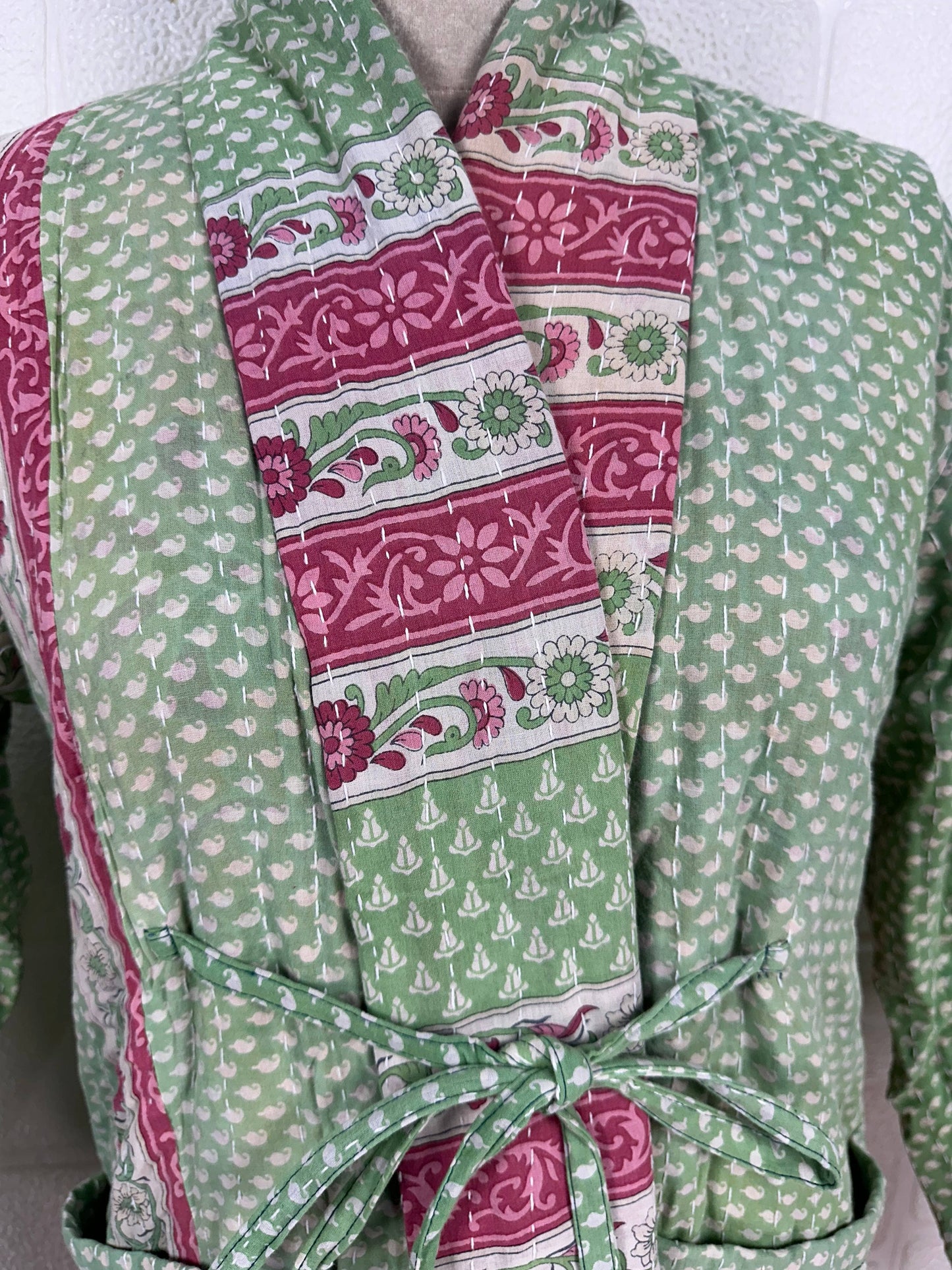 Vintage Kantha Kort Jakke .Vendbar