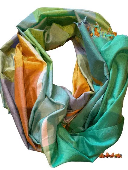 Florlette sjal silke bomull ndvev Fantastiske fargekombinasjoner